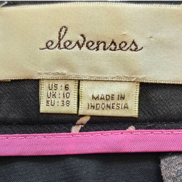 Anthropologie Elevenses Tansy Ruffle Leg Pants Black Floral US Size 6 - Picture 15 of 15